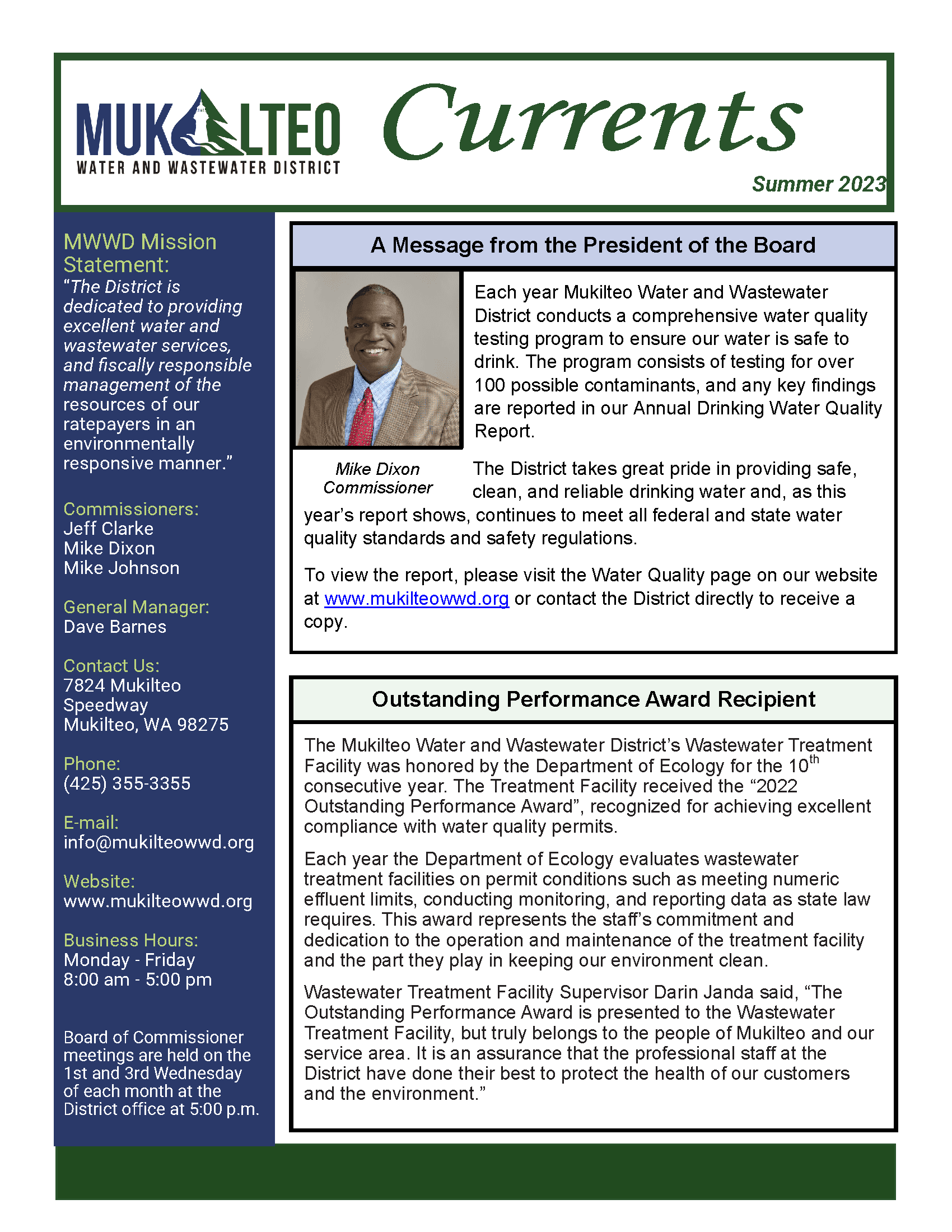 2023 MWWD Summer Newsletter